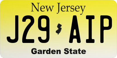 NJ license plate J29AIP