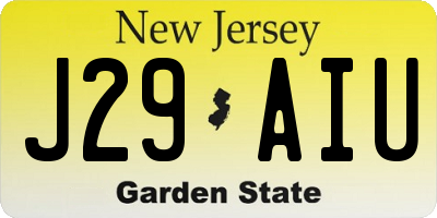 NJ license plate J29AIU