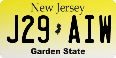 NJ license plate J29AIW