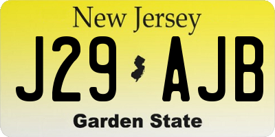 NJ license plate J29AJB
