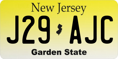 NJ license plate J29AJC