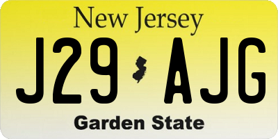 NJ license plate J29AJG