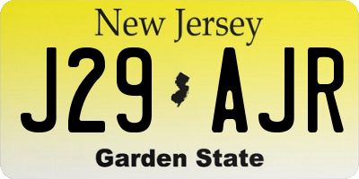 NJ license plate J29AJR