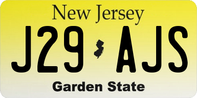 NJ license plate J29AJS
