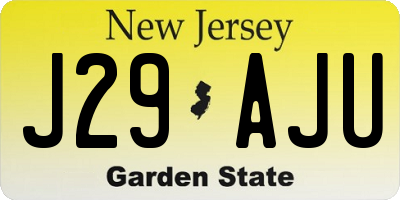 NJ license plate J29AJU