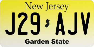 NJ license plate J29AJV