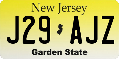 NJ license plate J29AJZ