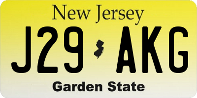 NJ license plate J29AKG