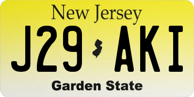 NJ license plate J29AKI