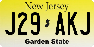 NJ license plate J29AKJ