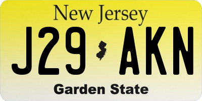 NJ license plate J29AKN