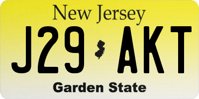 NJ license plate J29AKT