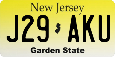 NJ license plate J29AKU