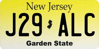 NJ license plate J29ALC