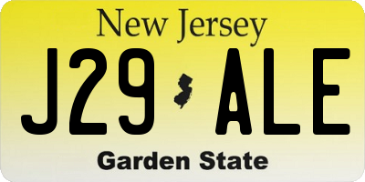 NJ license plate J29ALE