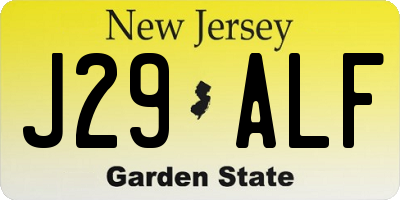 NJ license plate J29ALF