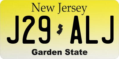 NJ license plate J29ALJ