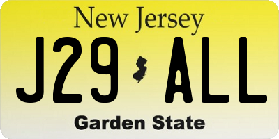 NJ license plate J29ALL