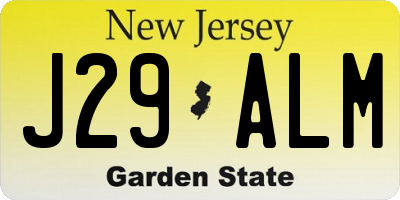 NJ license plate J29ALM