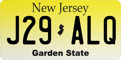 NJ license plate J29ALQ