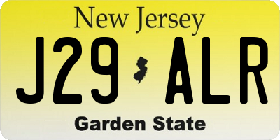 NJ license plate J29ALR