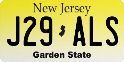 NJ license plate J29ALS