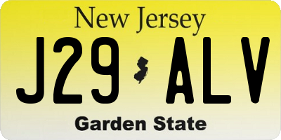 NJ license plate J29ALV