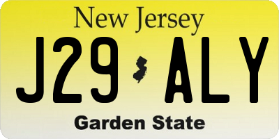 NJ license plate J29ALY