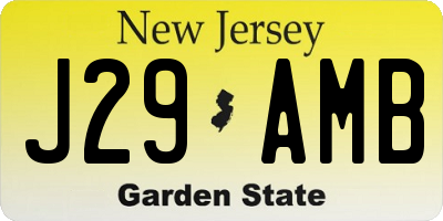 NJ license plate J29AMB