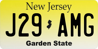 NJ license plate J29AMG
