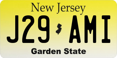 NJ license plate J29AMI