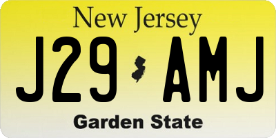NJ license plate J29AMJ