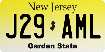 NJ license plate J29AML