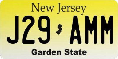NJ license plate J29AMM