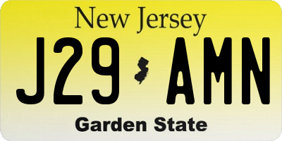NJ license plate J29AMN