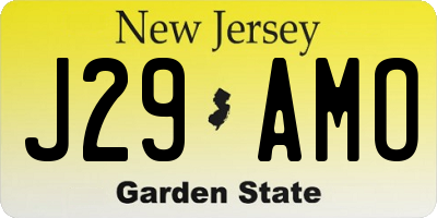 NJ license plate J29AMO