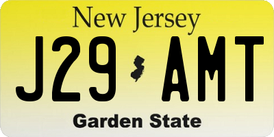 NJ license plate J29AMT