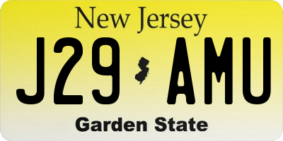 NJ license plate J29AMU
