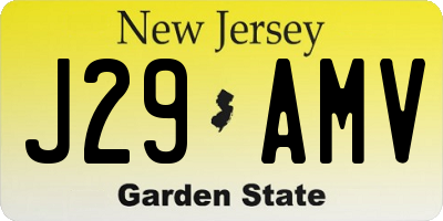 NJ license plate J29AMV