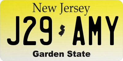 NJ license plate J29AMY