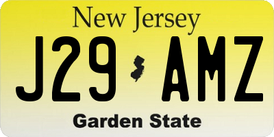NJ license plate J29AMZ