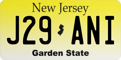 NJ license plate J29ANI