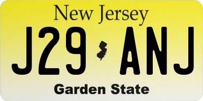 NJ license plate J29ANJ