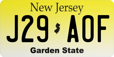 NJ license plate J29AOF