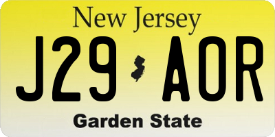 NJ license plate J29AOR