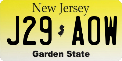 NJ license plate J29AOW