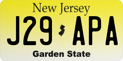 NJ license plate J29APA