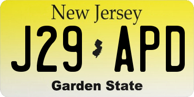 NJ license plate J29APD