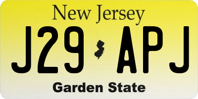 NJ license plate J29APJ
