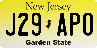 NJ license plate J29APO